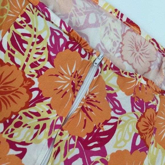 No Boundaries Floral Print Strapless Dress Extra Large Orange Pink Stretch XL - Picture 3 of 7